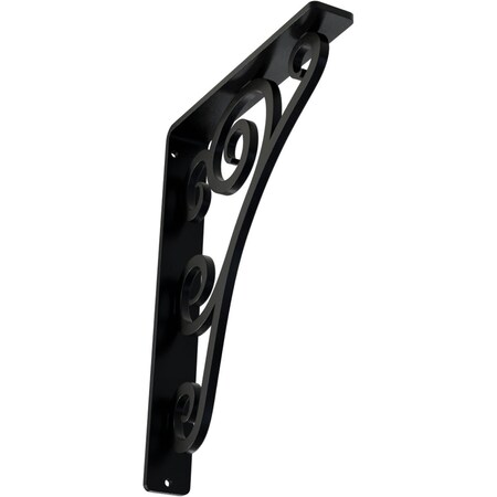 Ekena Millwork Tristan Wrought Iron Bracket, (Single center brace), Powder Coated Black 1 1/2"W x 7 1/2"D x 10"H BKTM01X07X10STN